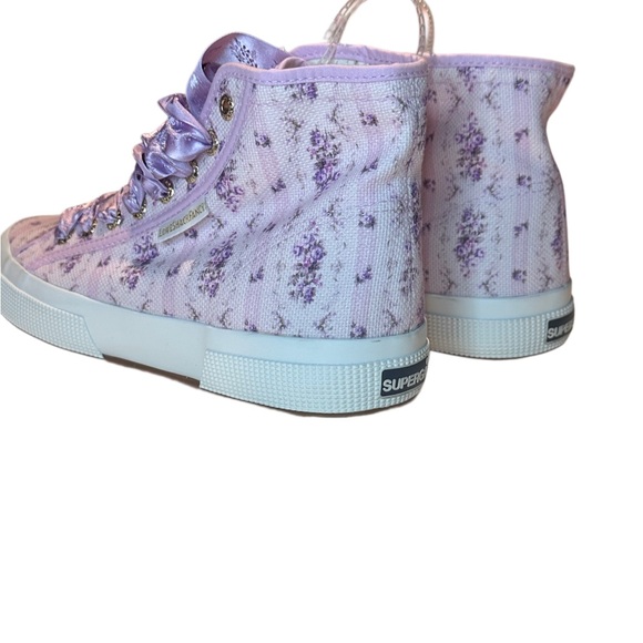 Superga x LoveShackFancy NWT - 2795 Floral Satin Ribbon Hightop - Ripe Grapevine - Picture 6 of 11